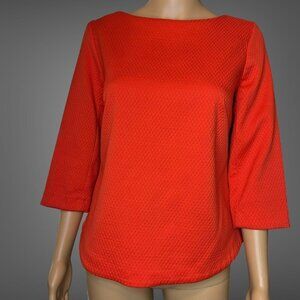 Dalia Collection Women Blouse Medium Orange Backless Round Neck 3/4 Sleeves